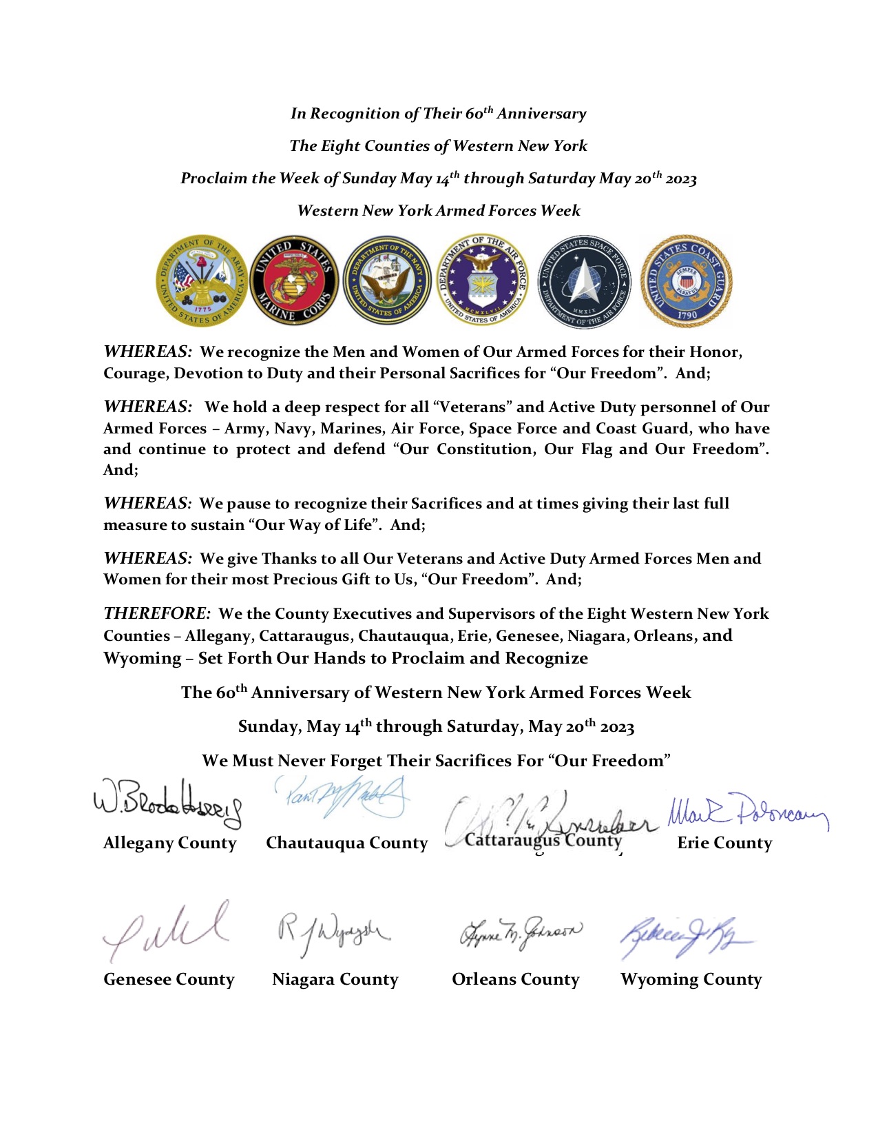 Procamation WNY ARMED FORCES WEEK PROCLAMATION - Working Copy